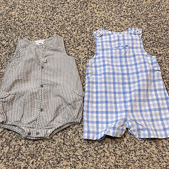 Jacadi Other - Jacadi Baby Boy Bundle Size 3 Months Seersucker Bubble Onesie Gingham Jon-Jon